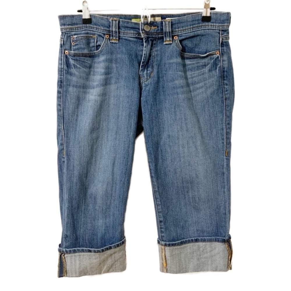 Old Navy Low Waist Stretch Cropped Cuffed Medium Wash Capris Denim Jeans 👖🔵